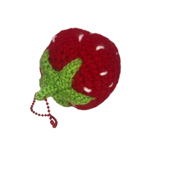 Handmade Crochet Strawberry Keychain 🍓 Cute Bag Charm - Picture 15 of 15